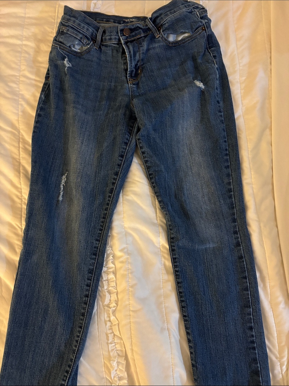 Old Navy Women's Curvy Profile Tapered Jeans with Light Distress